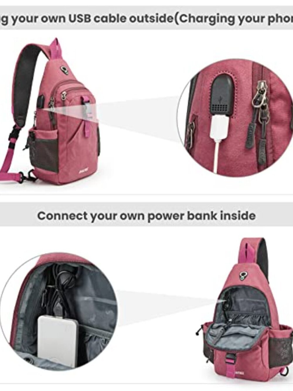 🆕 Sling Chest Bag Shoulder Backpack Crossbody Waterproof Canvas Daypack for - Picture 4 of 7